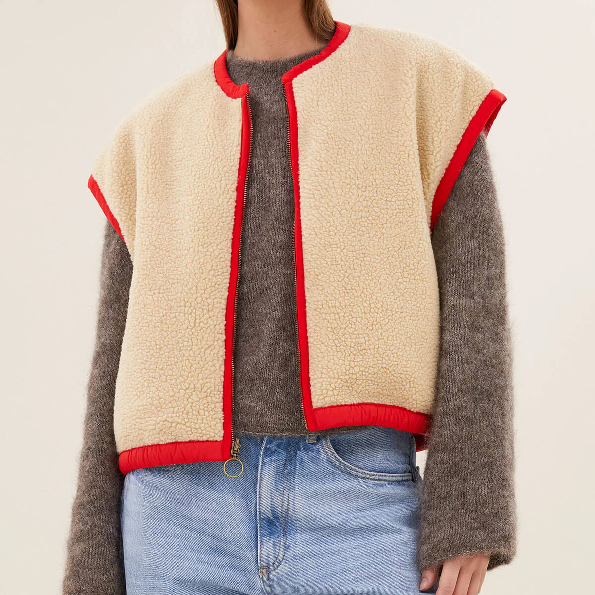 Gio Sleeveless Jacket in Poppy Red by By-Bar