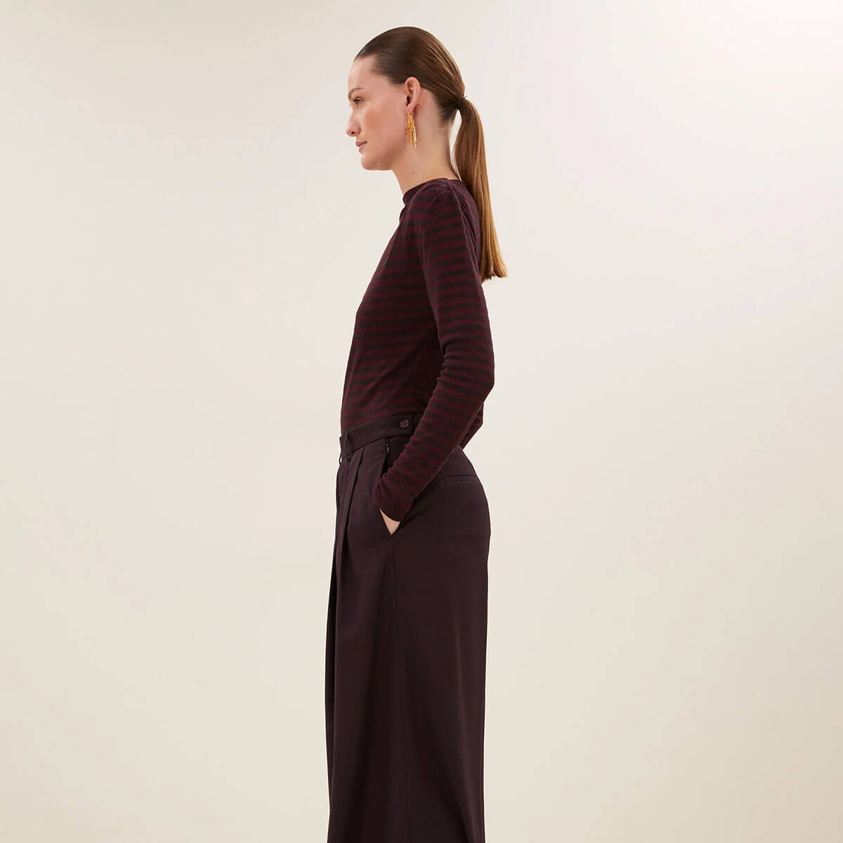 Leya Melange Stripe Top in Pecan by By-Bar