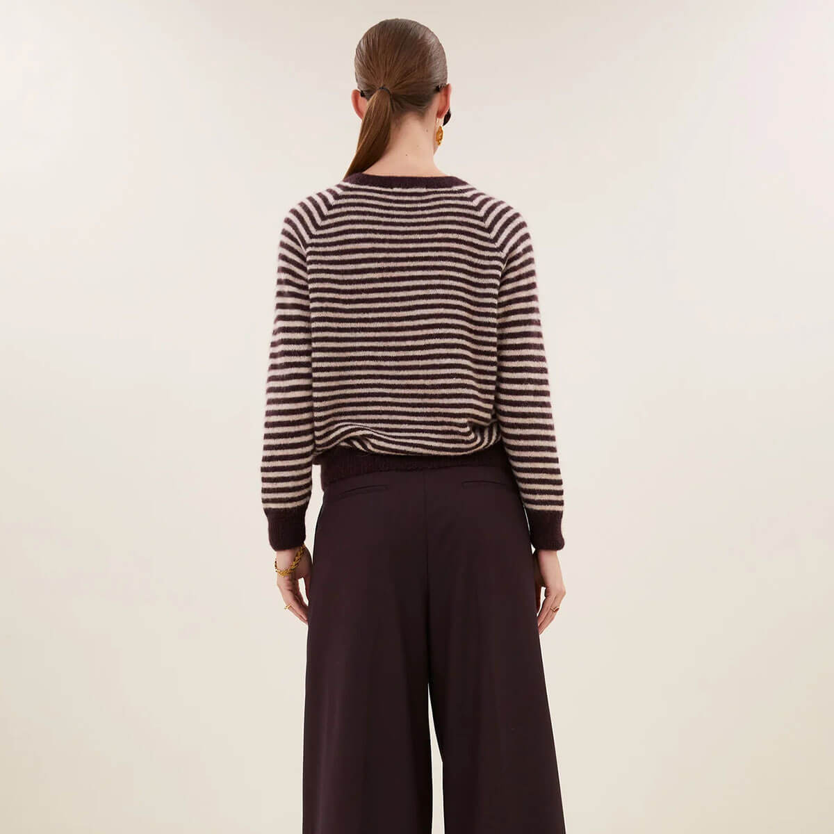Sally Stripe Pullover in Burgundy Crush by By-Bar