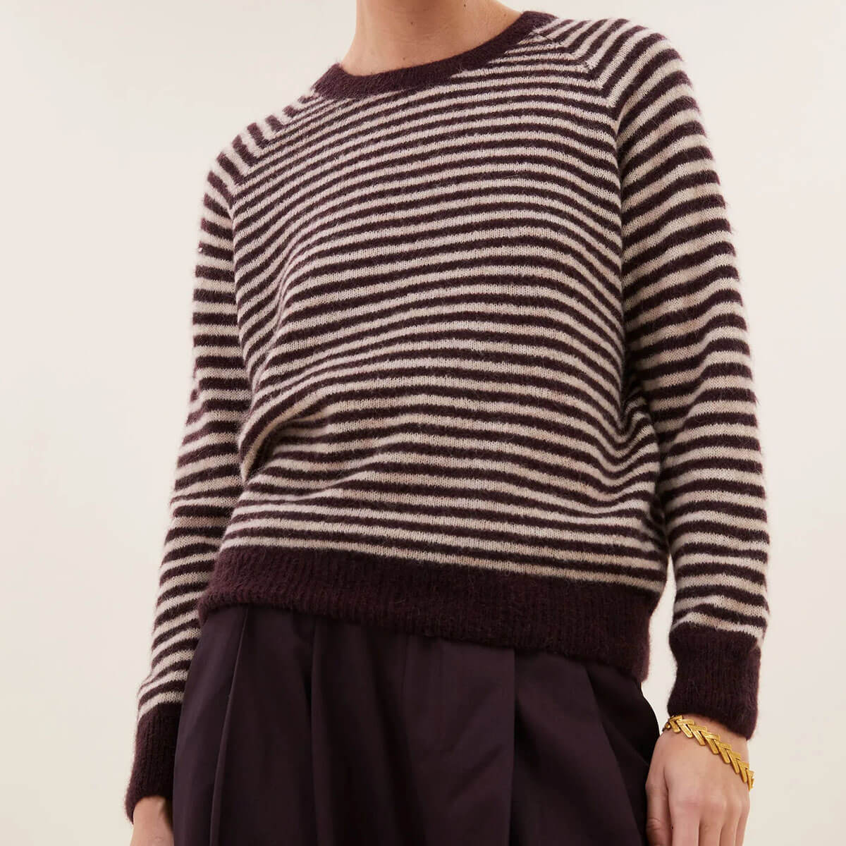 Sally Stripe Pullover in Burgundy Crush by By-Bar