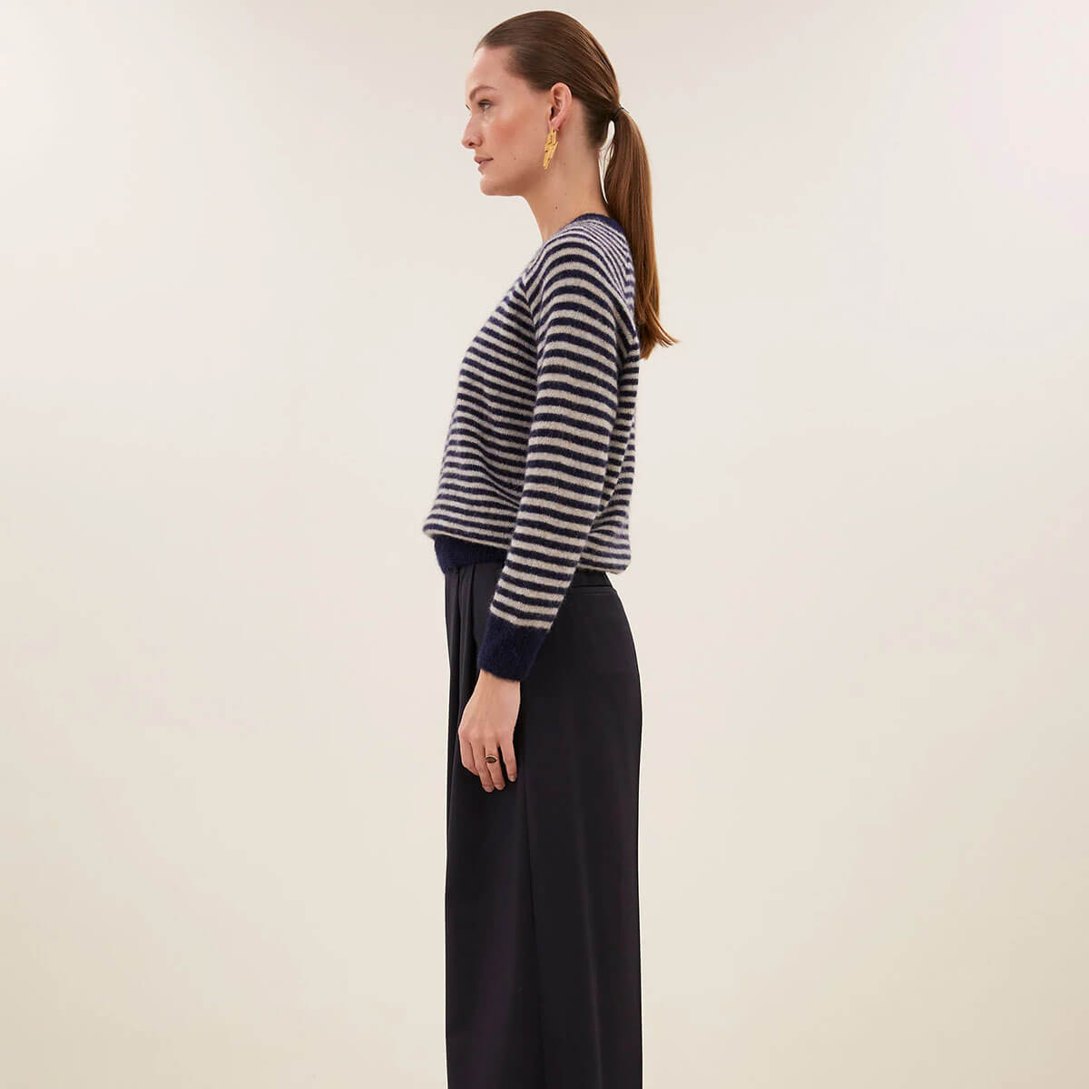 Sally Stripe Pullover in Midnight Marine by By-Bar
