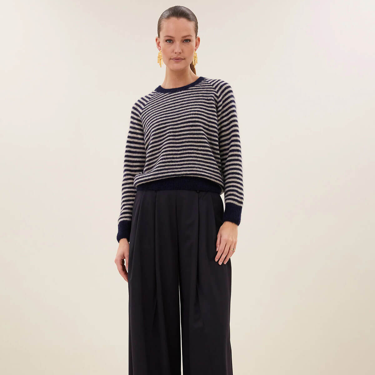 Sally Stripe Pullover in Midnight Marine by By-Bar