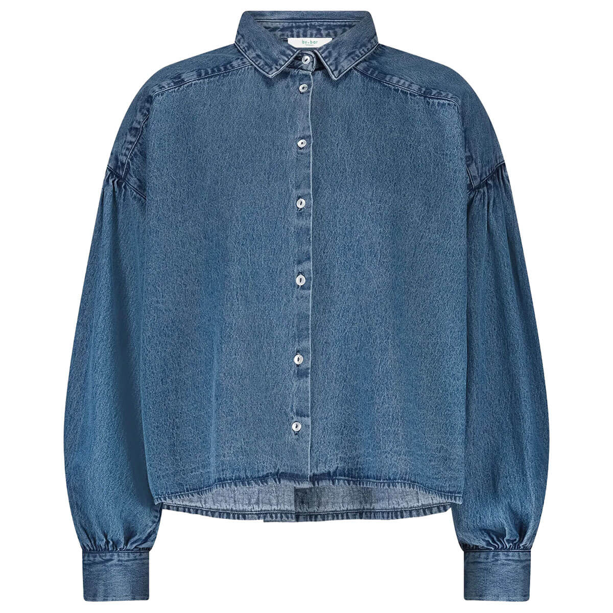 Sarah Short Denim Blouse in Medium Denim by By-Bar