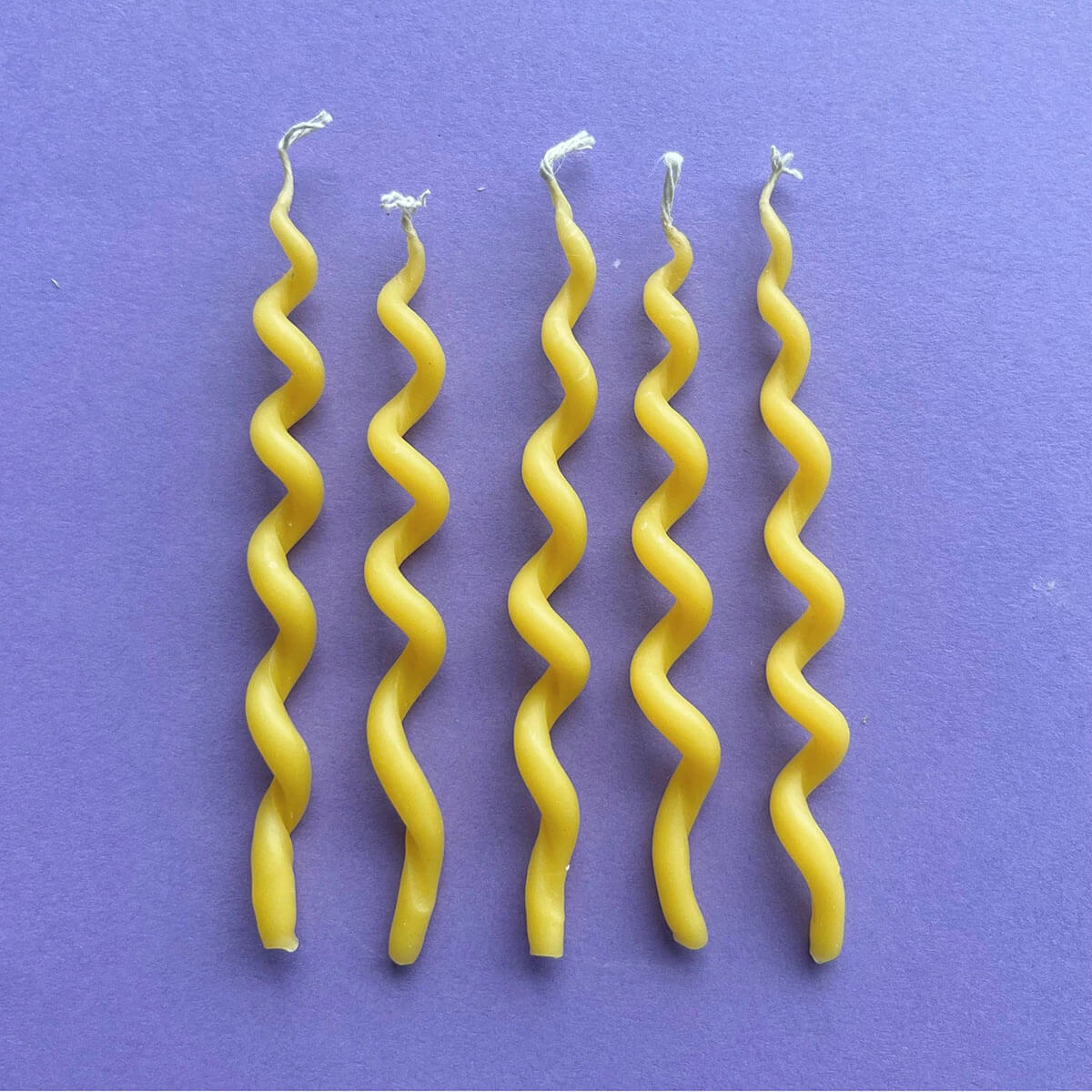 Yellow Curly Beeswax Birthday Candle Set by Camp Hollow