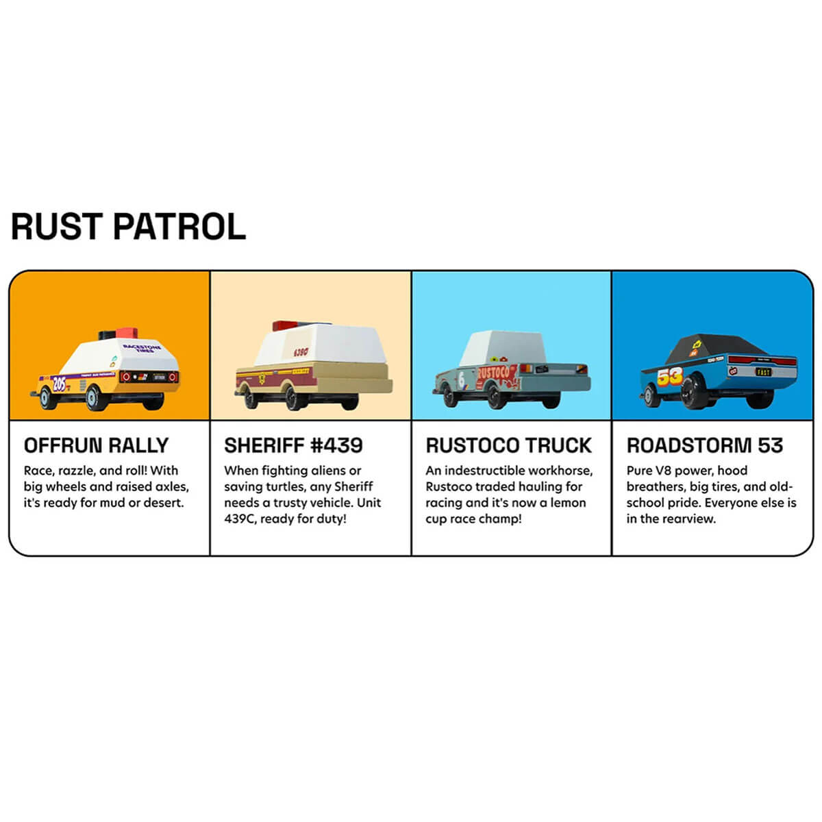 Rust Patrol Toons Mini Candycar (Pack of 4) By Candylab Toys