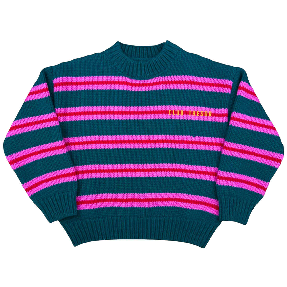 Knit Heritage Sweater in Green / Pink by Club Trésor