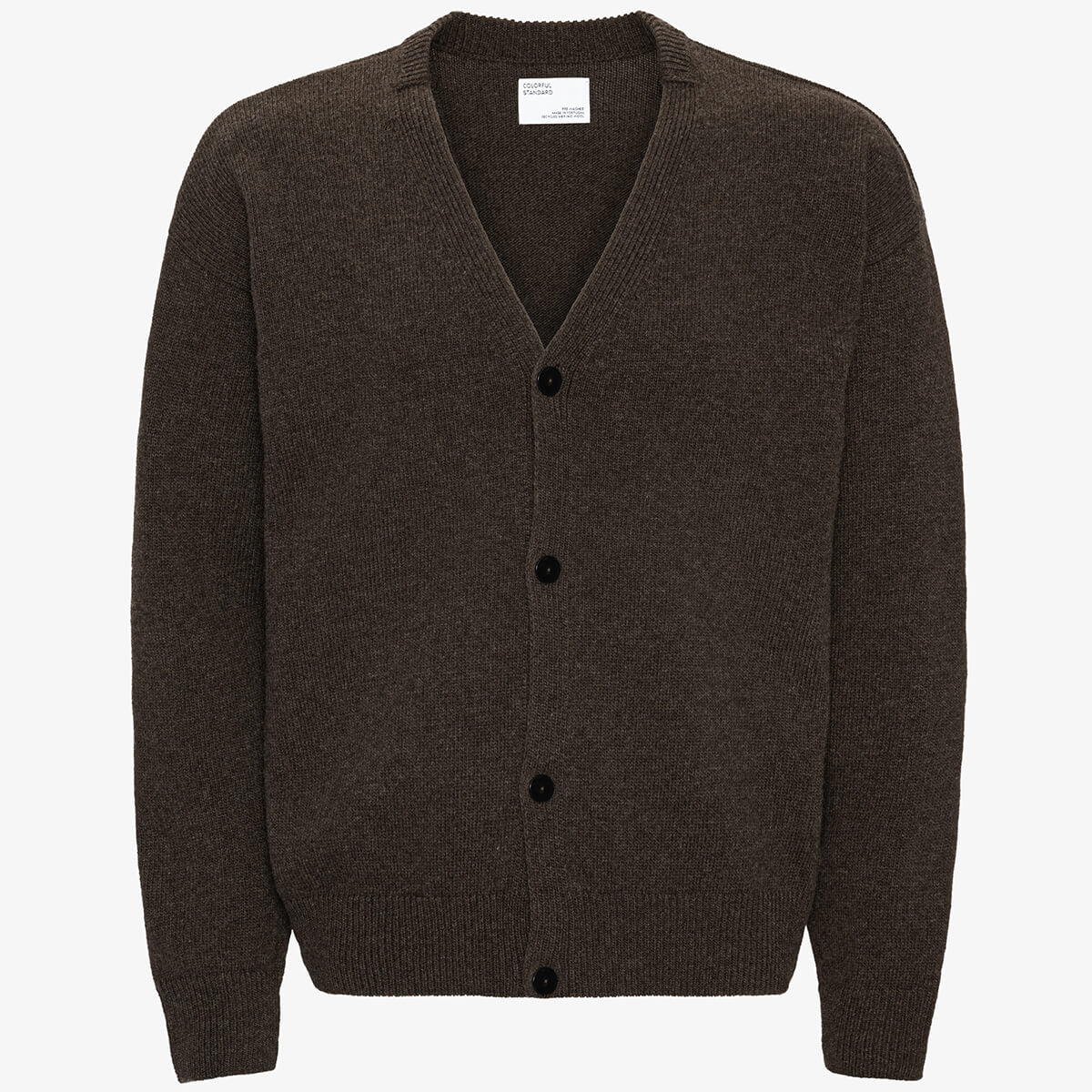 Merino Wool V-Neck Cardigan in Coffee Brown by Colorful Standard