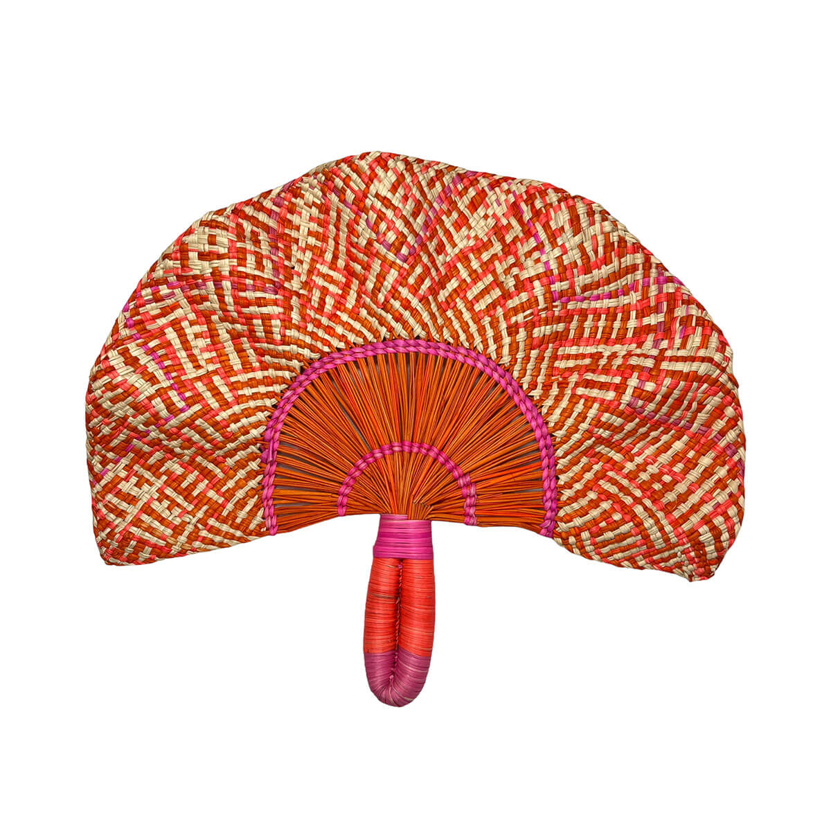 Toquilla Frilly Hand Fan in Orange / Hot Pink by Coro Cora