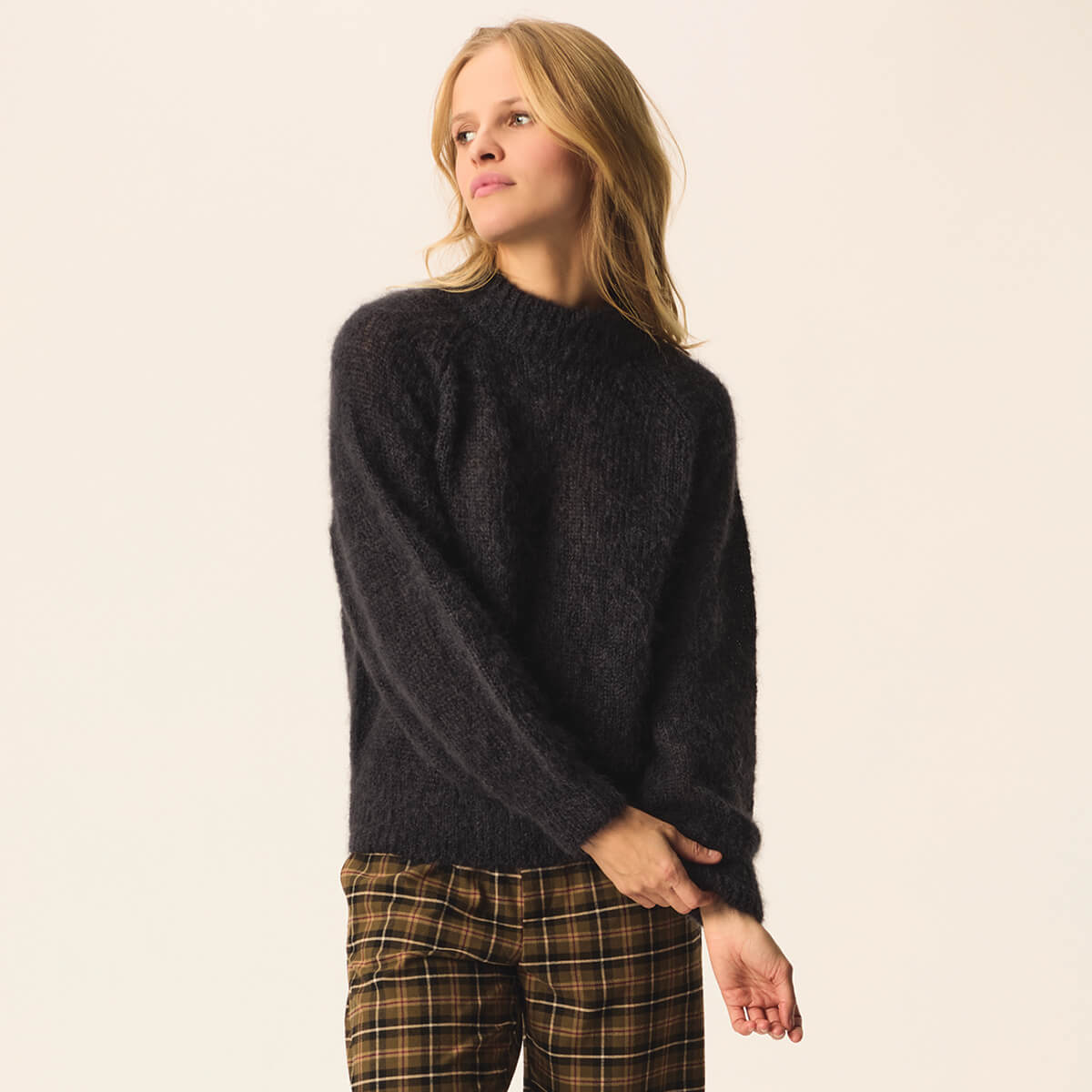 Des Petits Hauts Chachou crew neck mohair jumper - dark grey