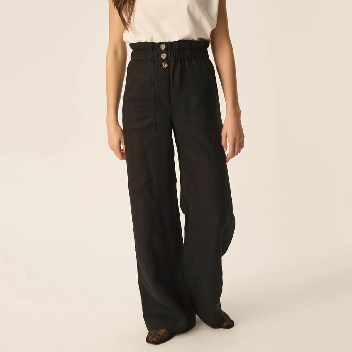 Estelle Trousers in Noir by Des Petits Hauts