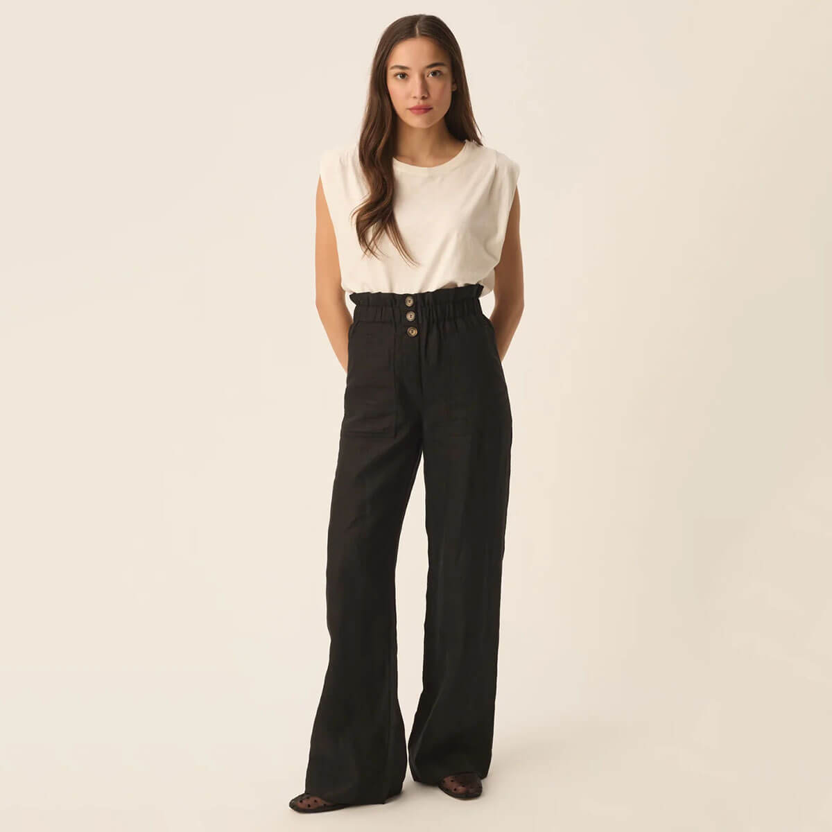 Estelle Trousers in Noir by Des Petits Hauts