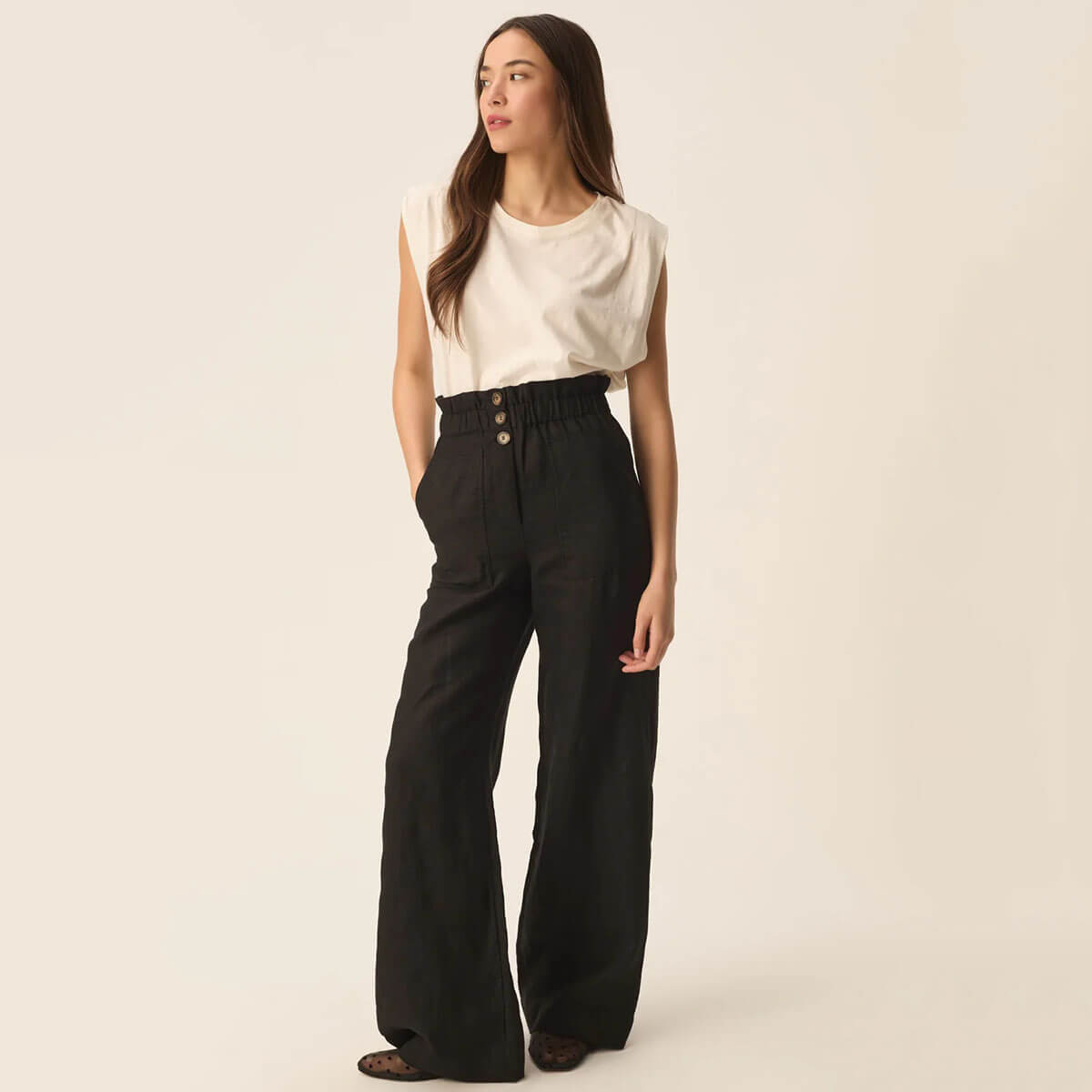 Estelle Trousers in Noir by Des Petits Hauts