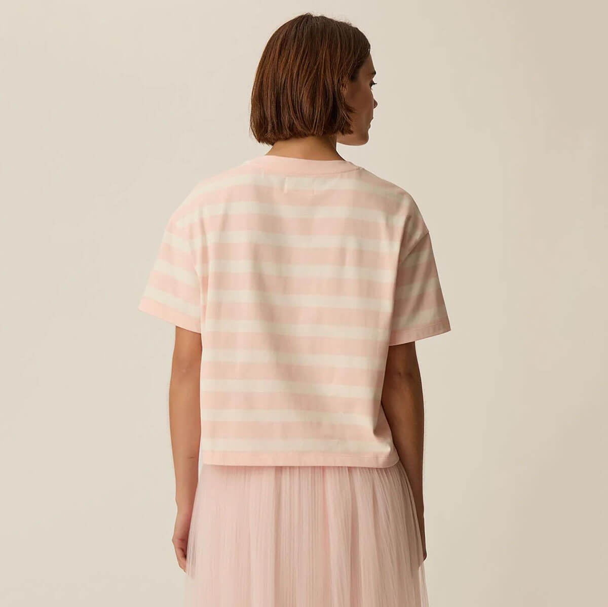 Filma Tee in Bubblegum / Ecru by Des Petits Hauts