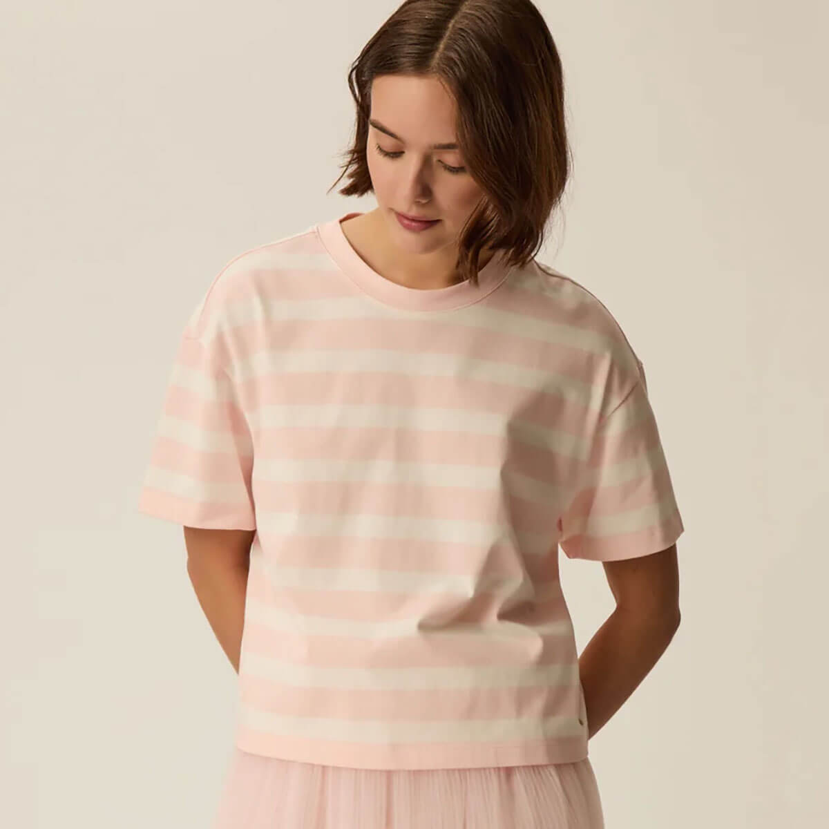 Filma Tee in Bubblegum / Ecru by Des Petits Hauts