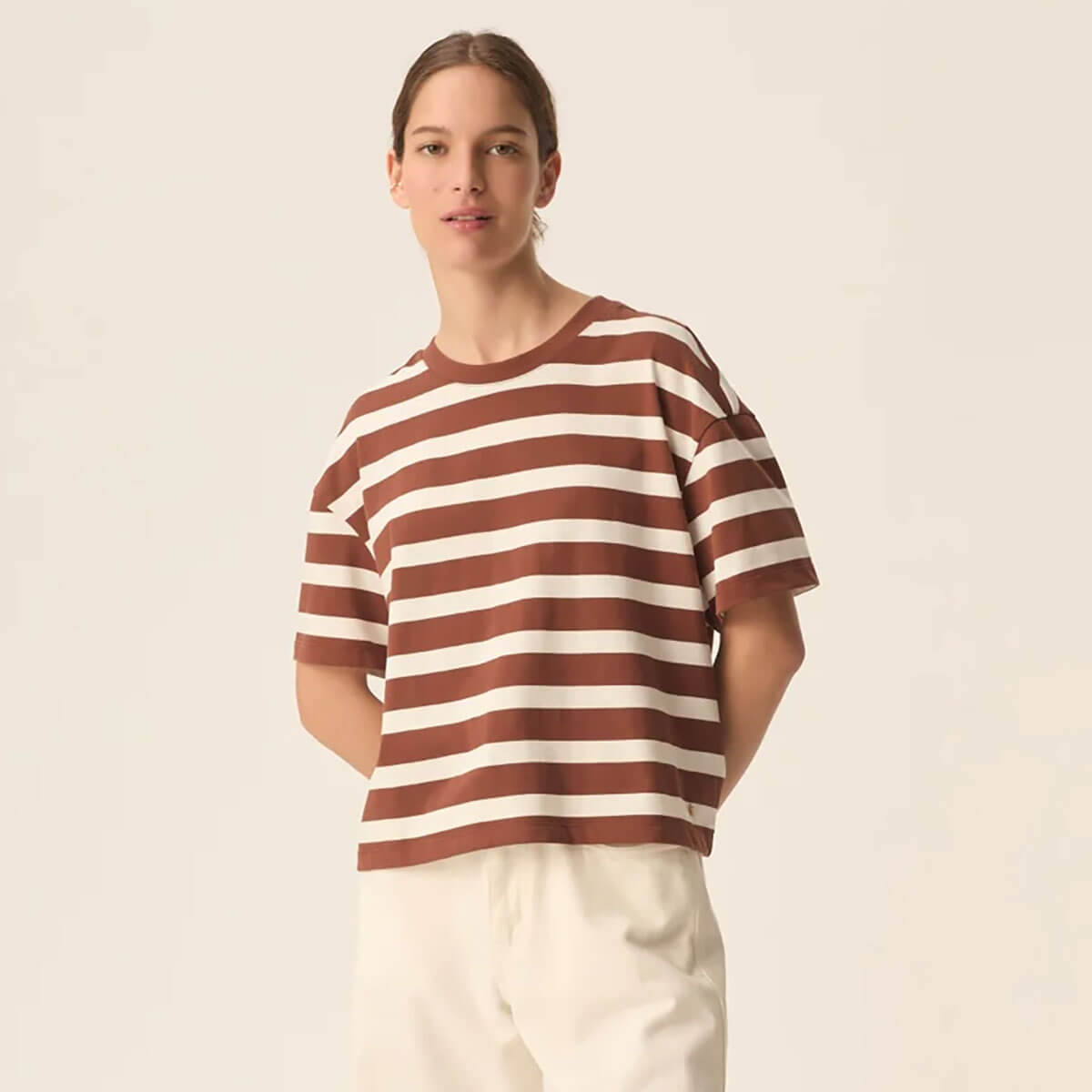 Filma Tee in Chocolate / Ecru by Des Petits Hauts