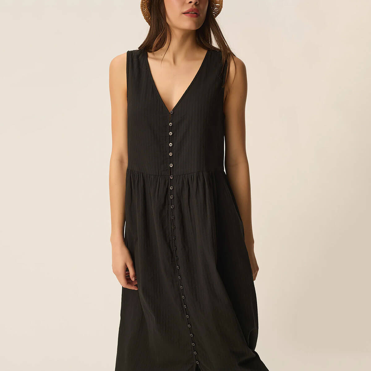Santana Dress in Noir by Des Petits Hauts