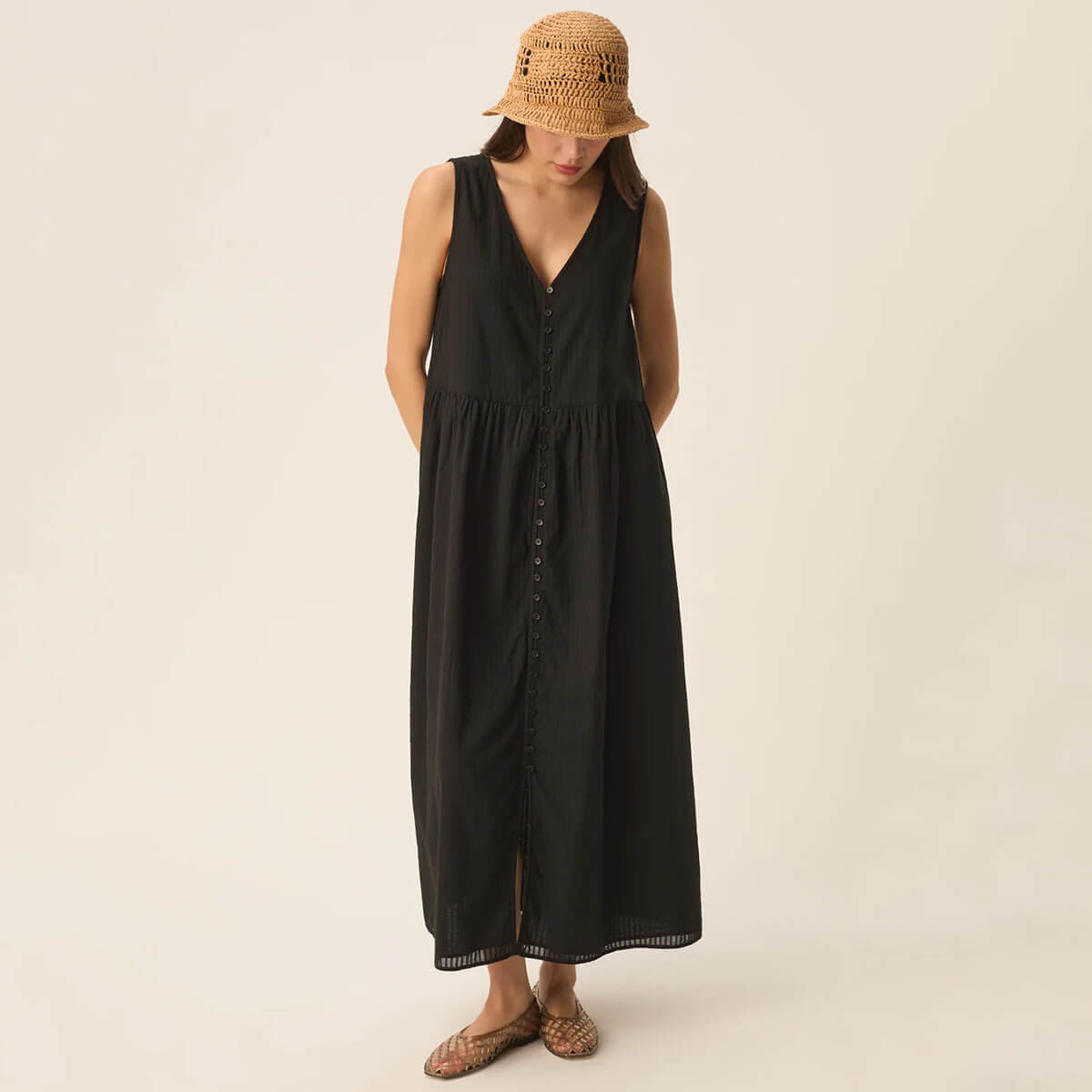 Santana Dress in Noir by Des Petits Hauts