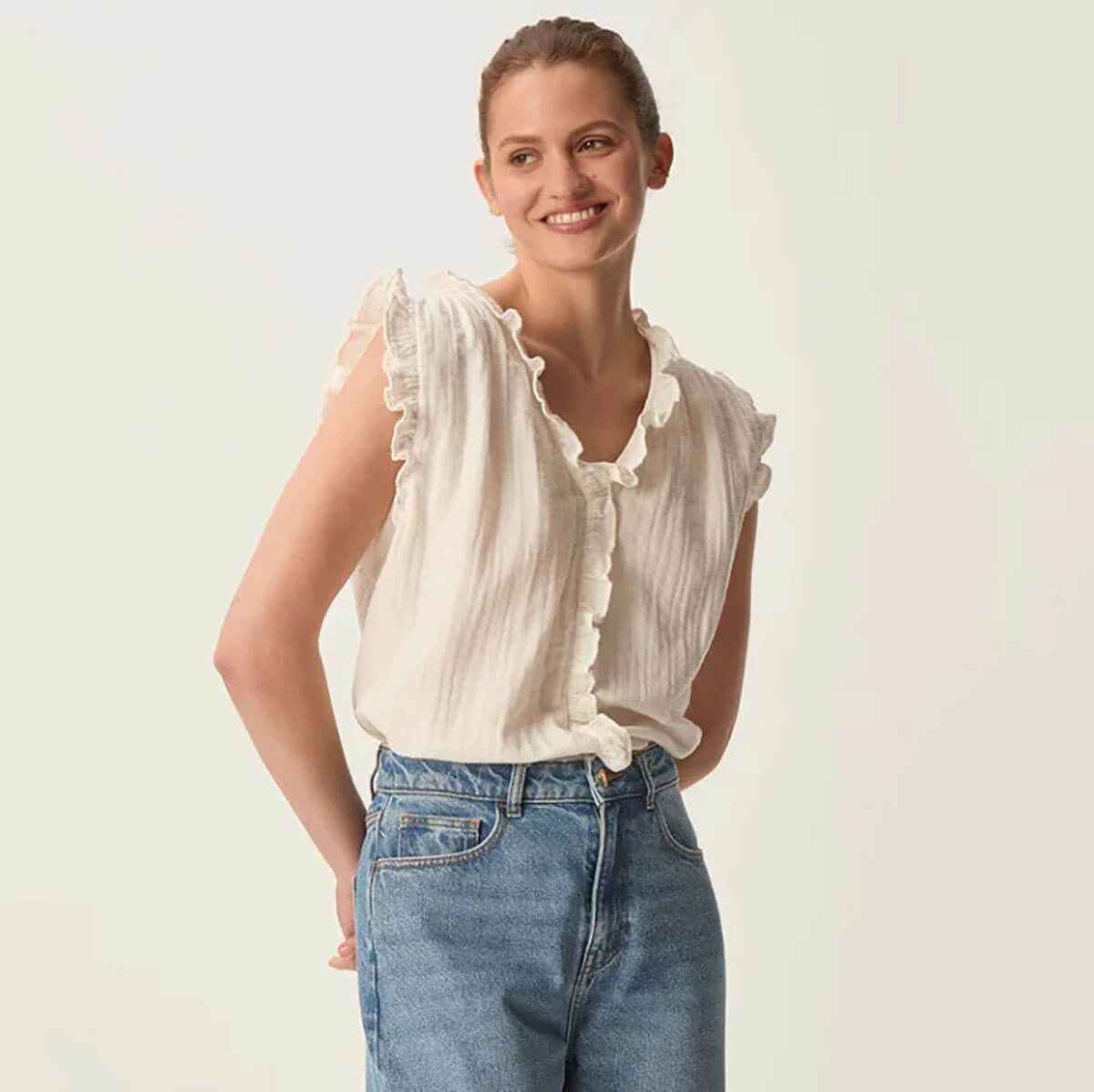 Soprano Blouse in Ecru by Des Petits Hauts