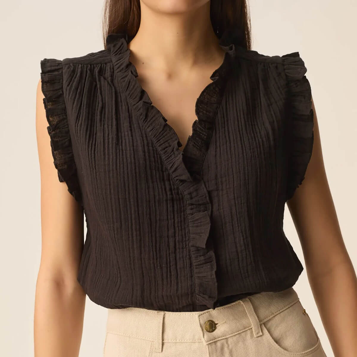 Soprano Blouse in Noir by Des Petits Hauts