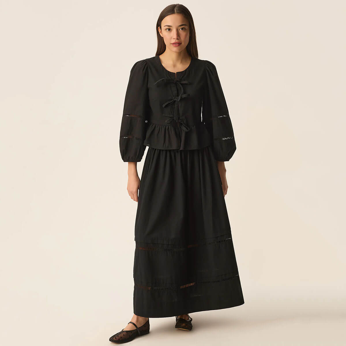 Tolliver Skirt in Noir by Des Petits Hauts