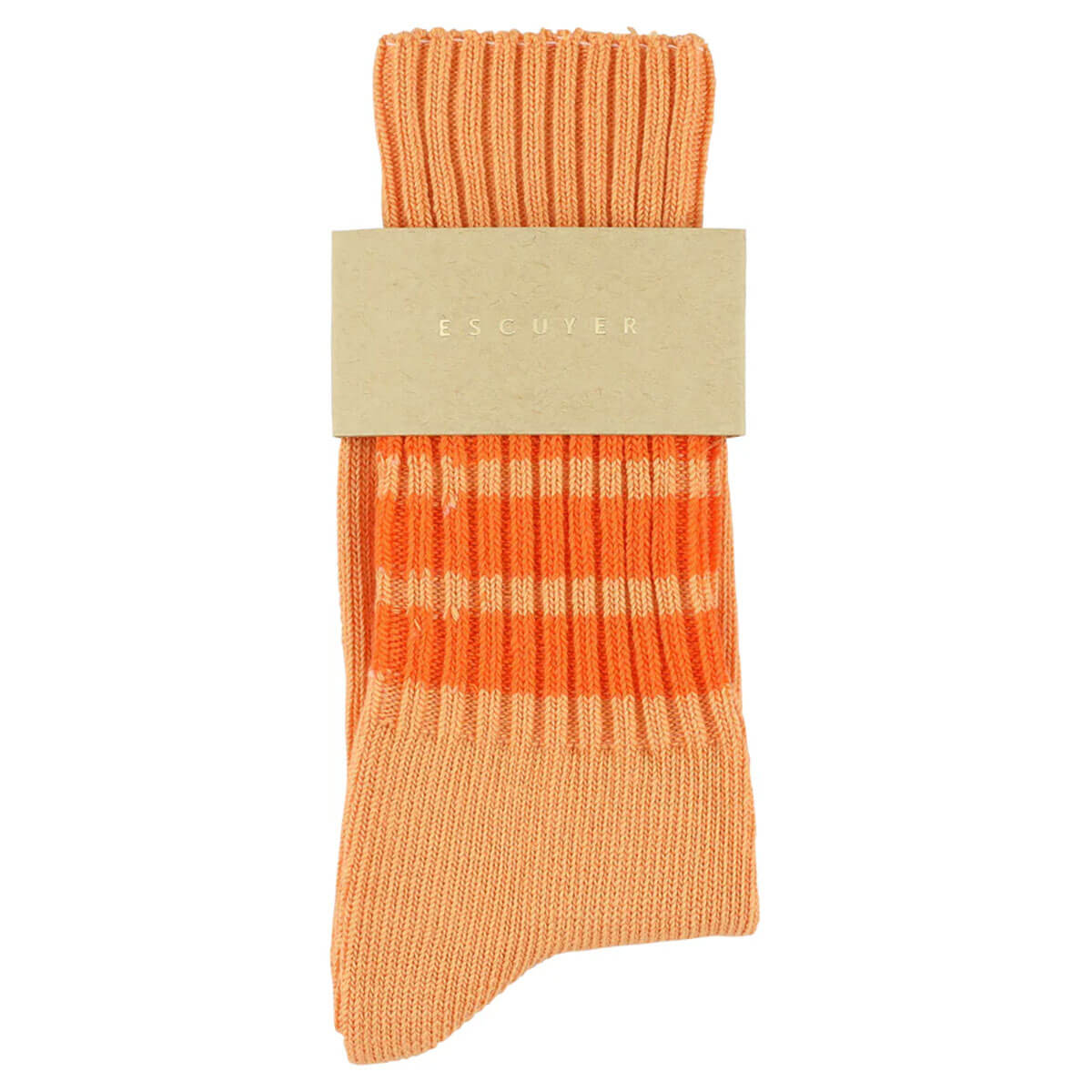 Crew Stripes Socks in Off Orange / Bright Orange by Escuyer