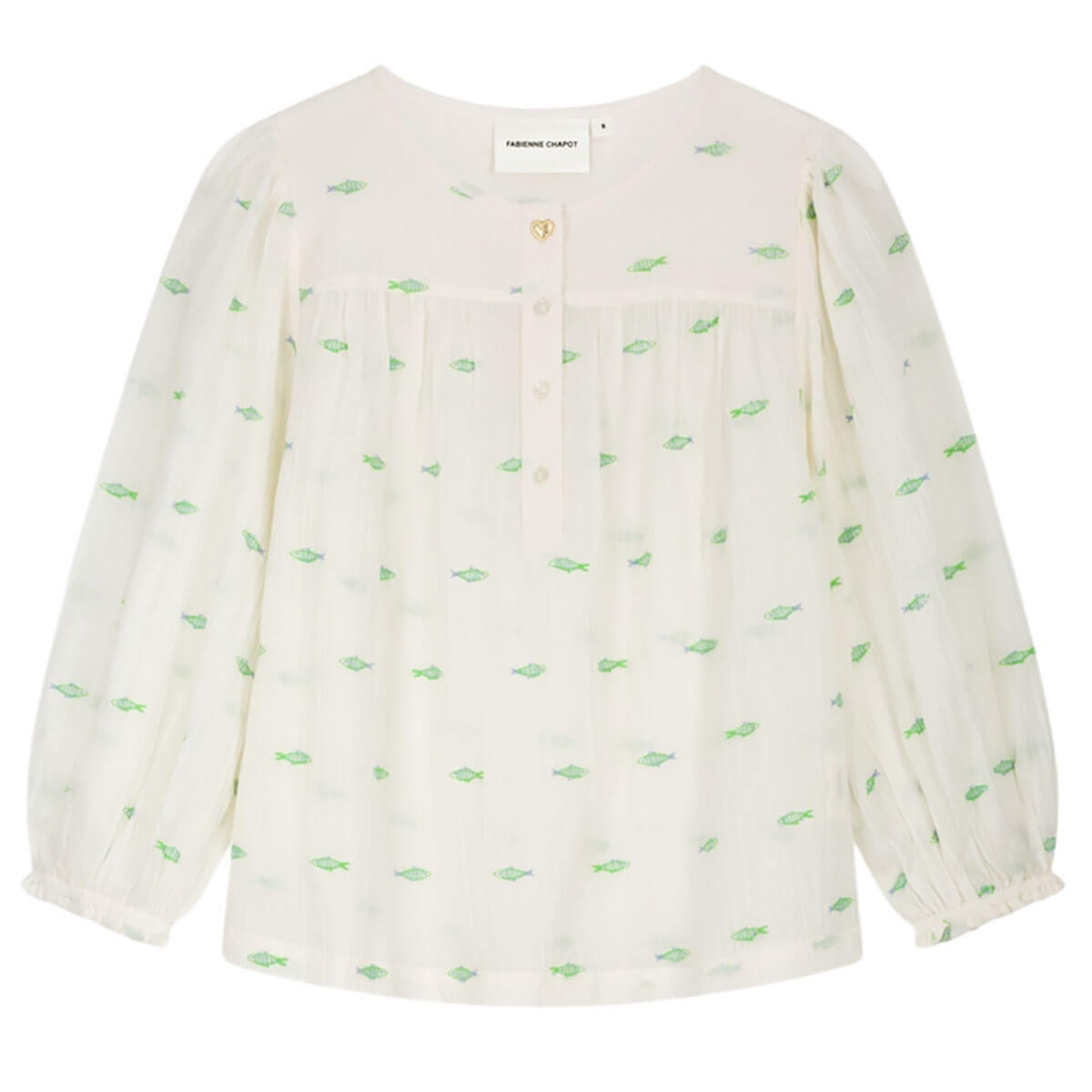 Bindi Top in Cosy White / Green by Fabienne Chapot