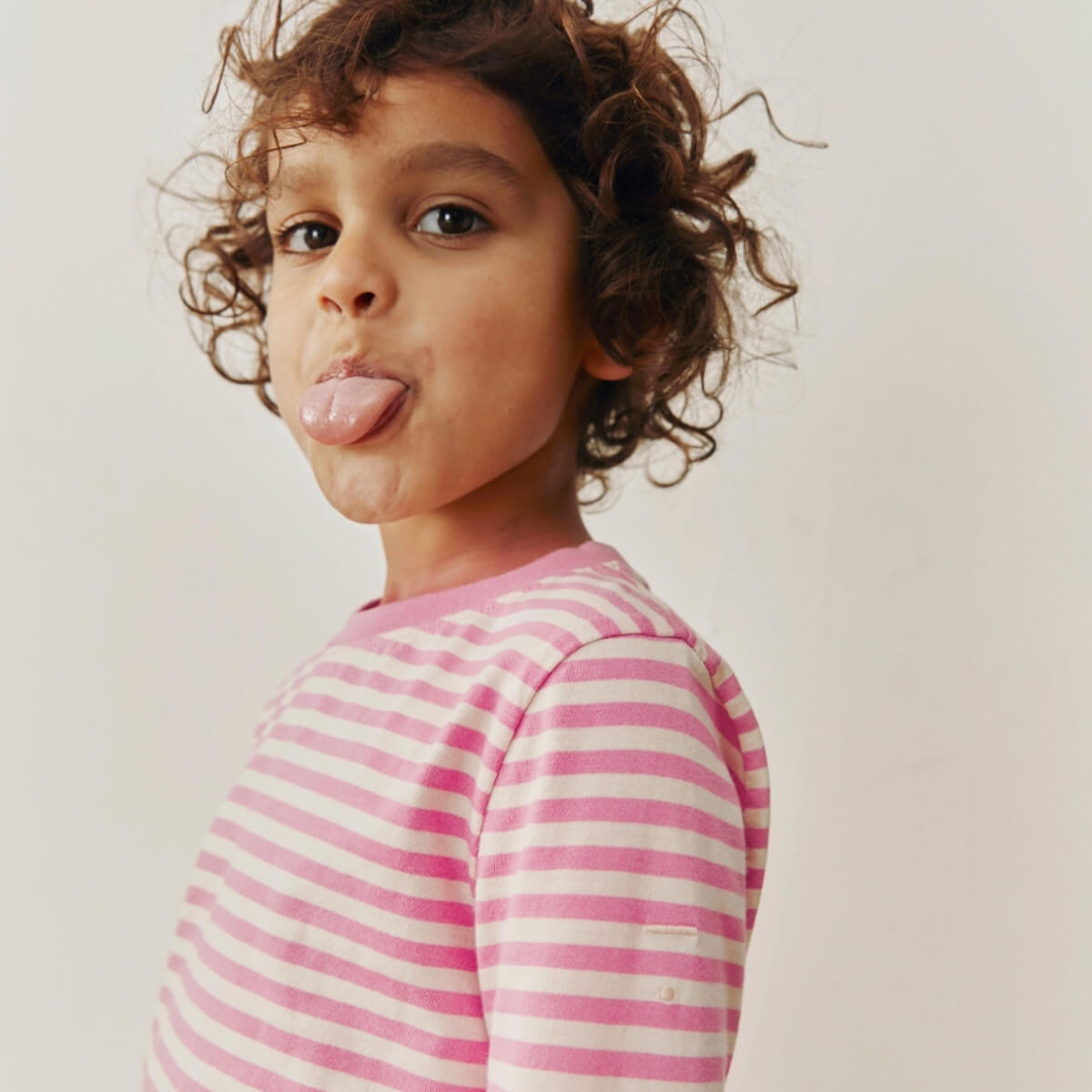 Long Sleeve Tee in Bubblegum / Cream by Gray Label