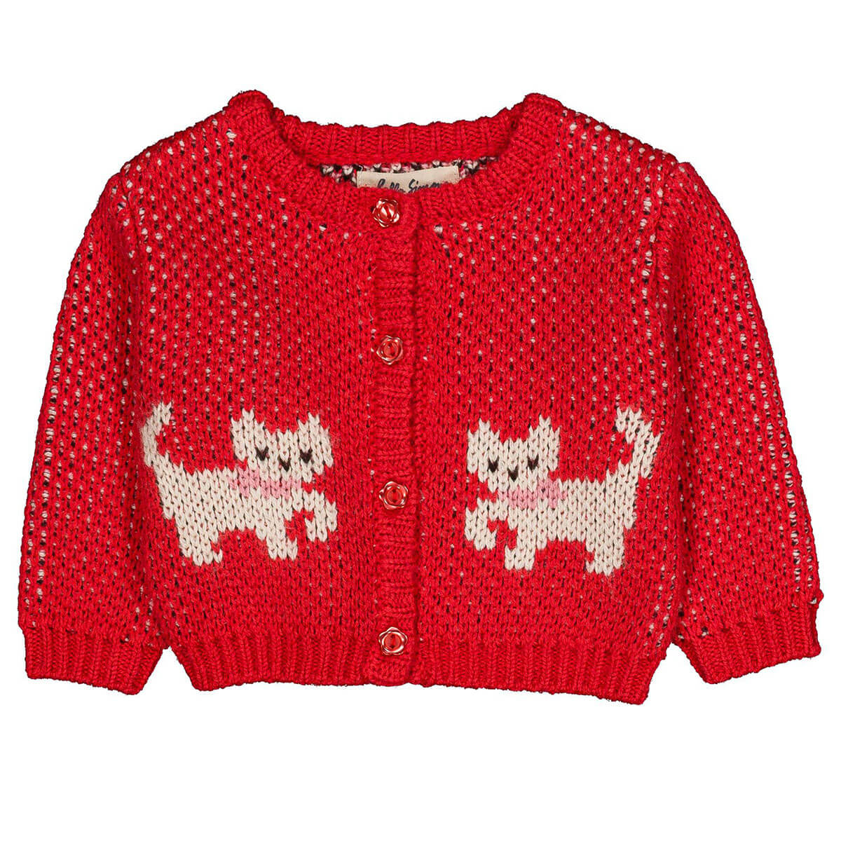 Jeannette Baby Cardigan in Kitty Cherry by Hello Simone