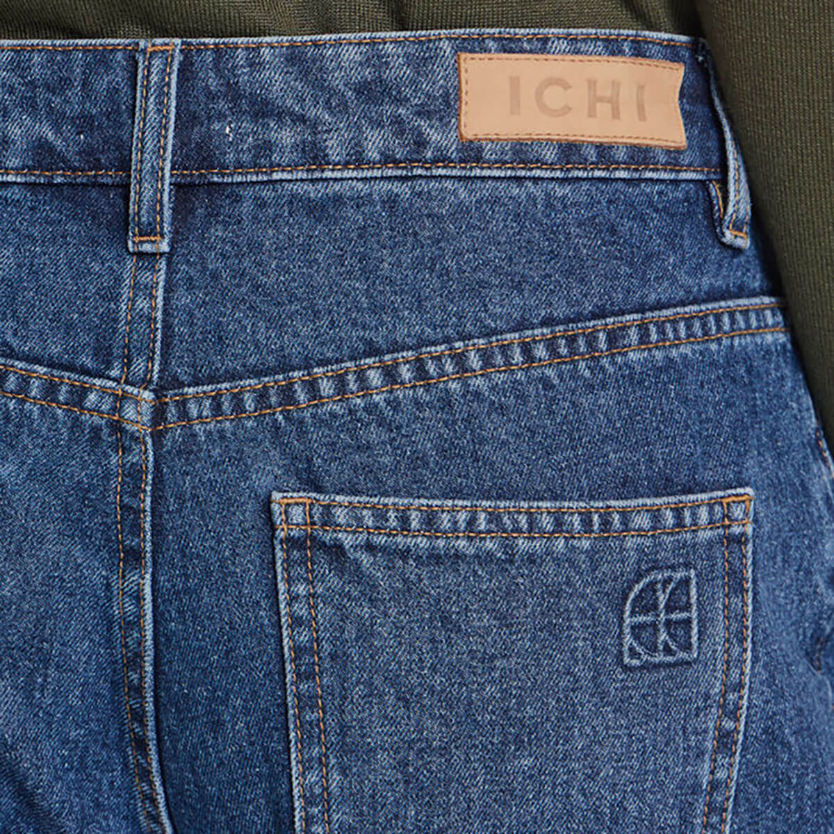 Julia Relaxed Denim Pants in Washed Dark Blue by ICHI
