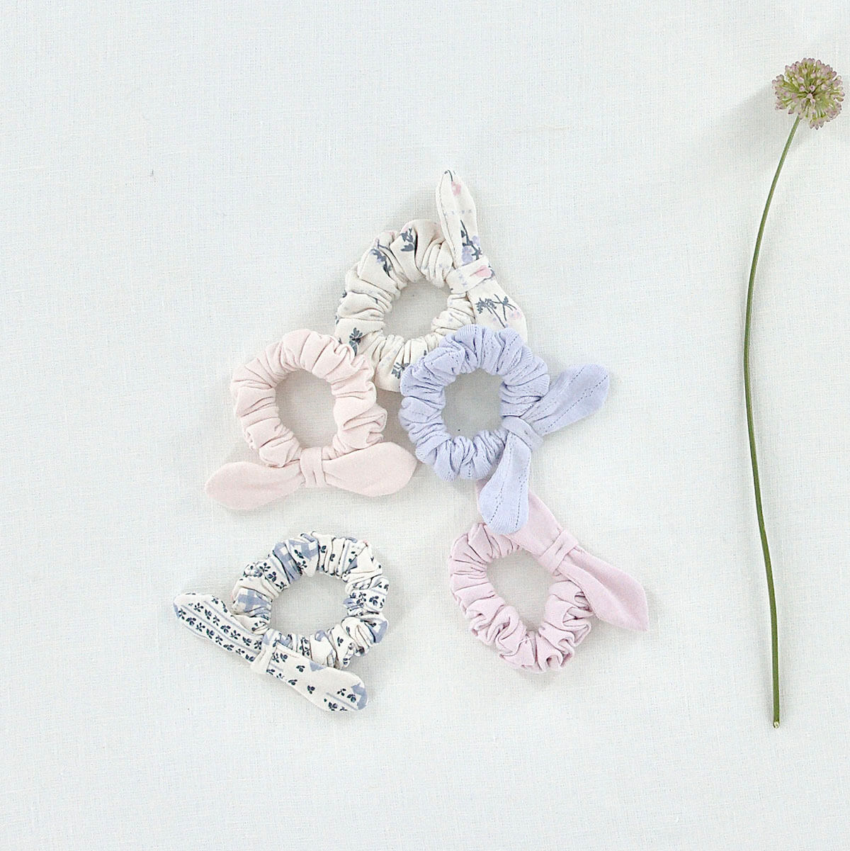 Pima Bow Scrunchie in Garden Windowpane by Iver & Isla