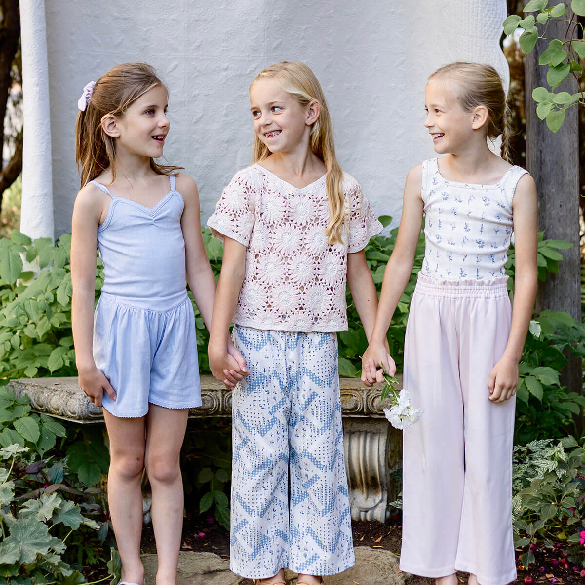 Pima Crop Tank in Garden Windowpane by Iver & Isla
