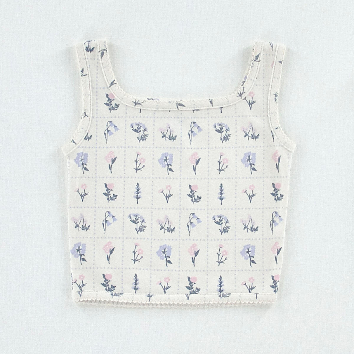 Pima Crop Tank in Garden Windowpane by Iver & Isla
