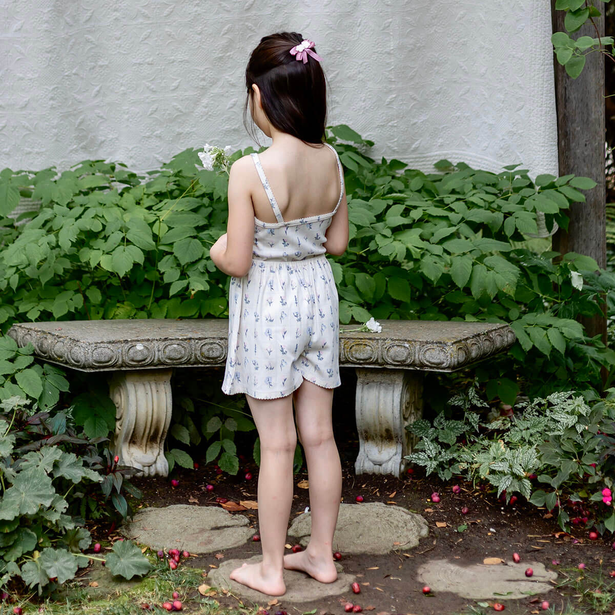 Pima Flutter Shorts in Garden Windowpane by Iver & Isla