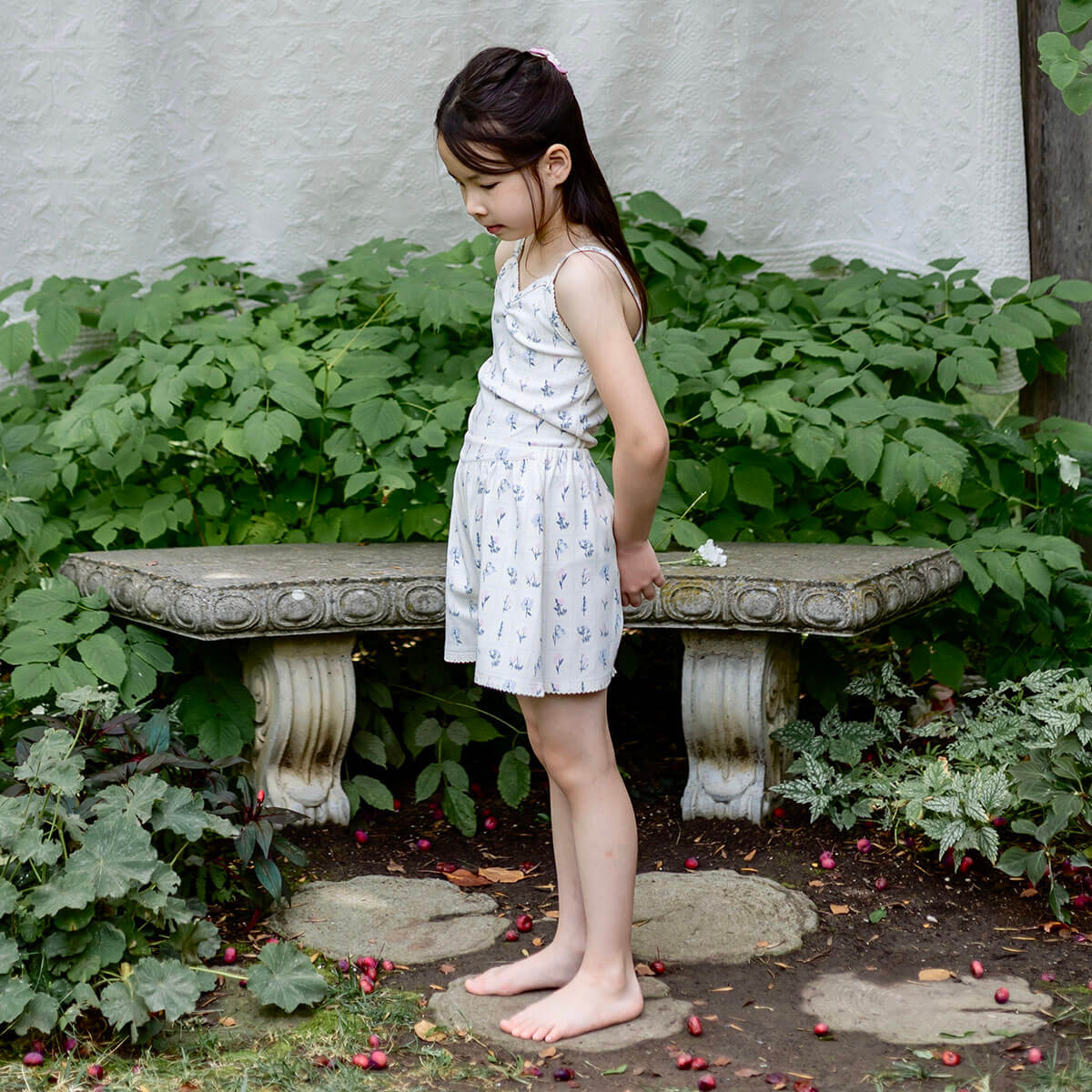 Pima Flutter Shorts in Garden Windowpane by Iver & Isla