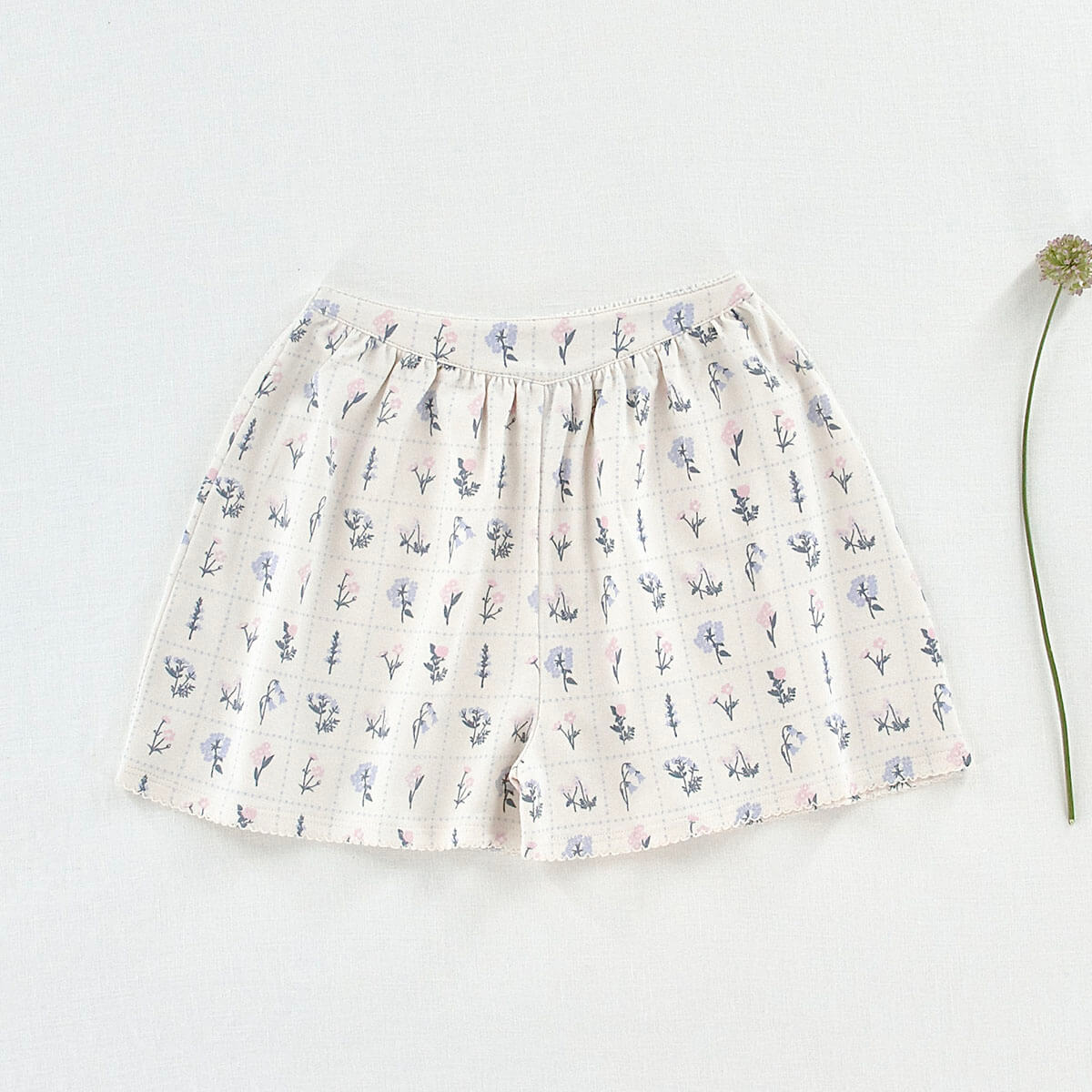 Pima Flutter Shorts in Garden Windowpane by Iver & Isla