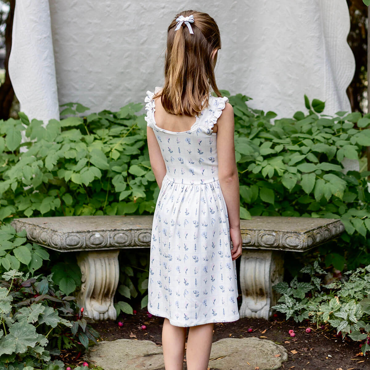 Pima Frill Dress in Garden Windowpane by Iver & Isla