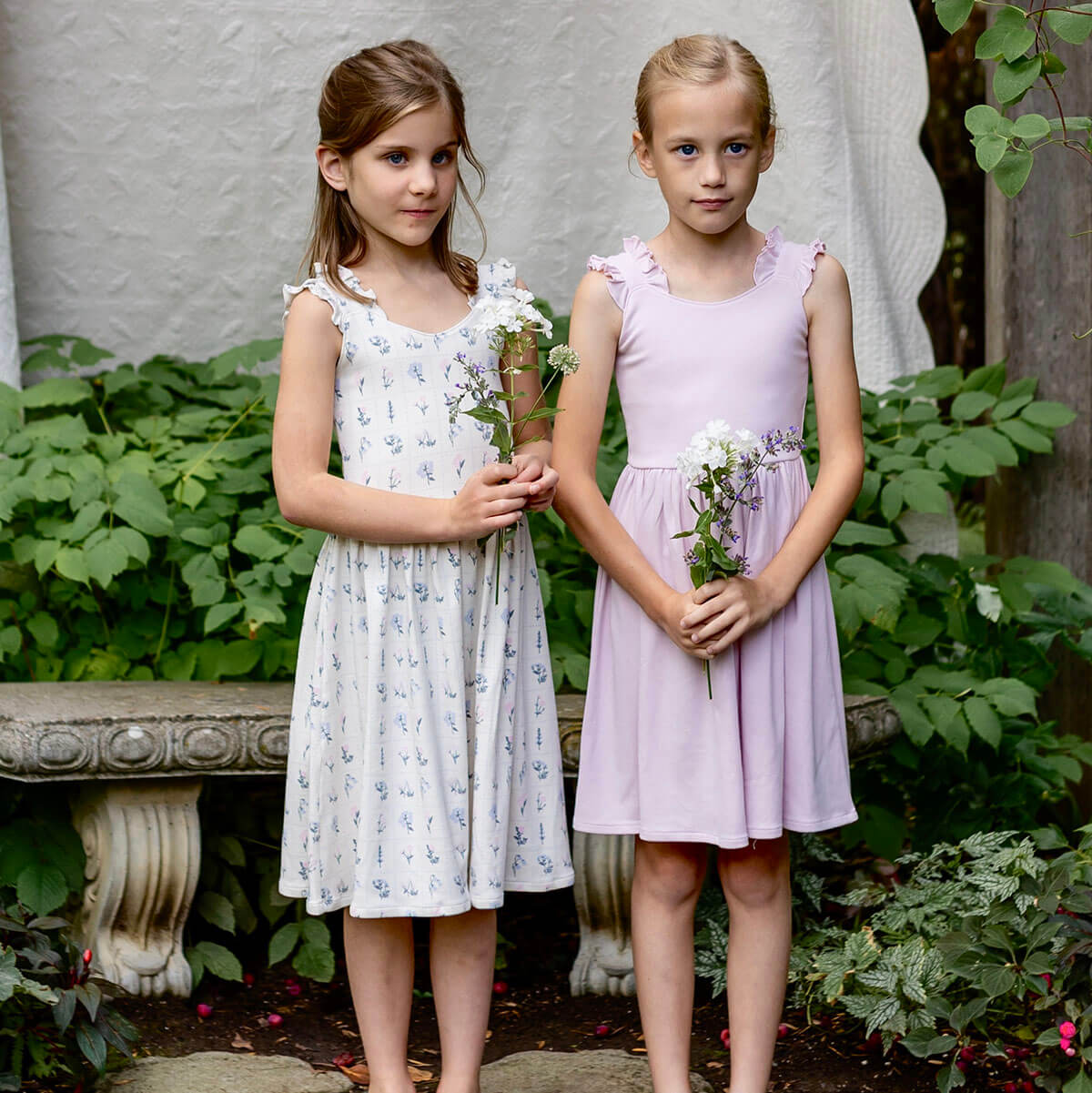 Pima Frill Dress in Garden Windowpane by Iver & Isla