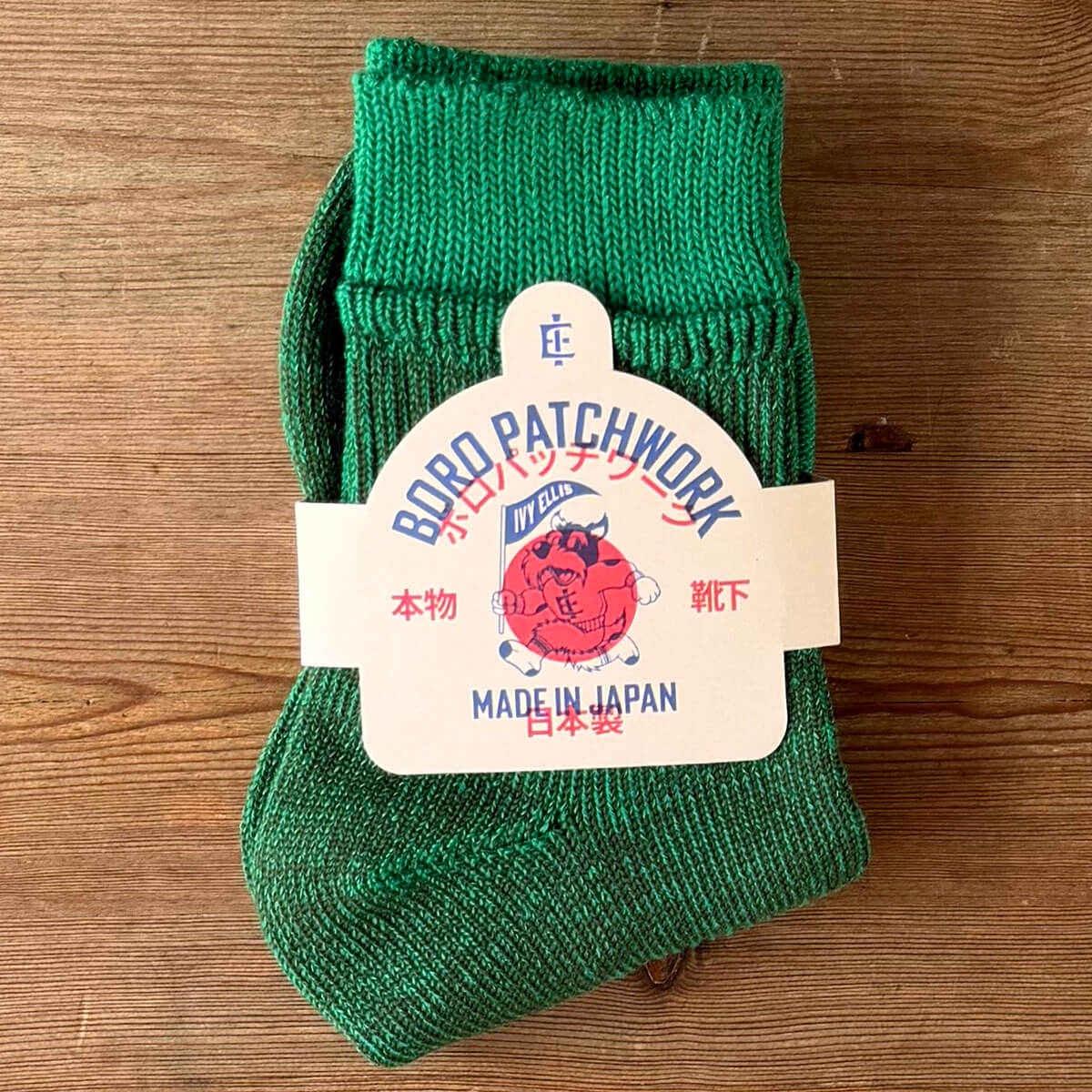 The Patchwork Women's Boro Socks in Green by Ivy Ellis