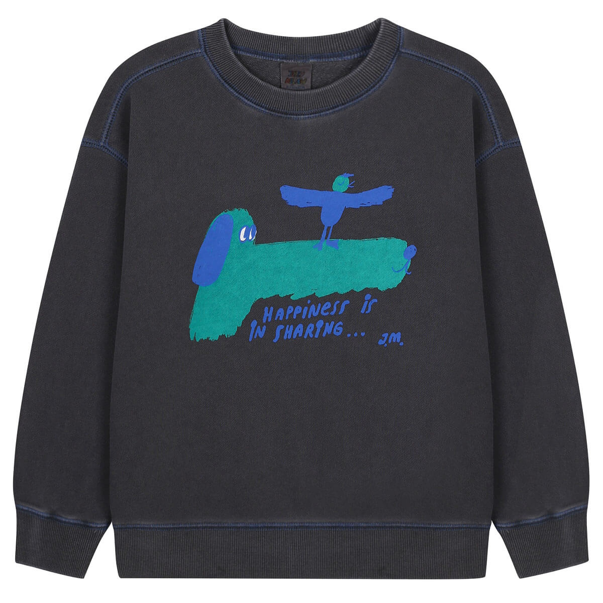Happy Buddy Pigment Sweatshirt in Charcoal by Jelly Mallow