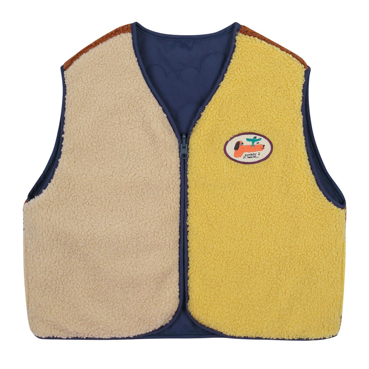 Star Color Block Reversible Gilet in Navy by Jelly Mallow