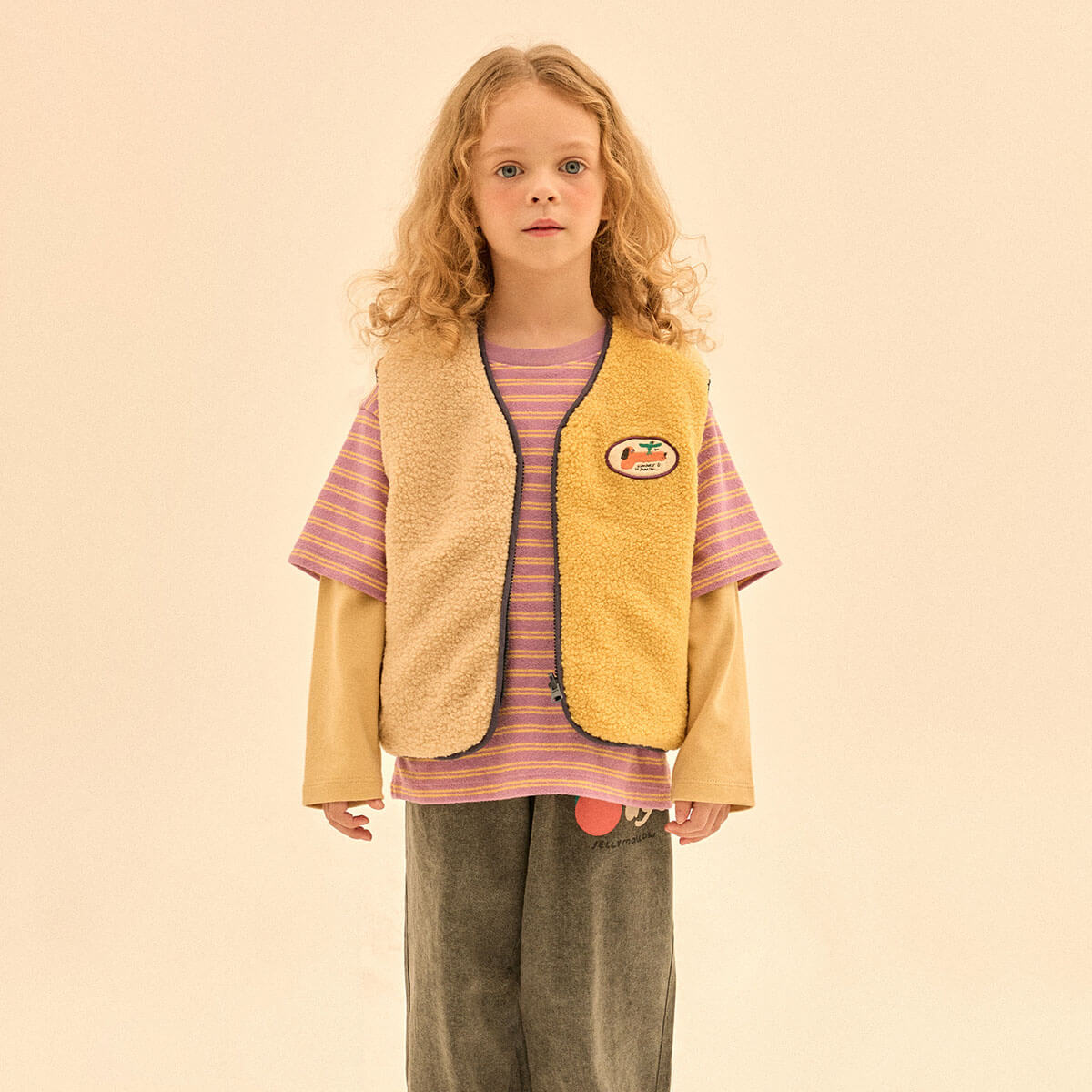 Star Color Block Reversible Gilet in Navy by Jelly Mallow