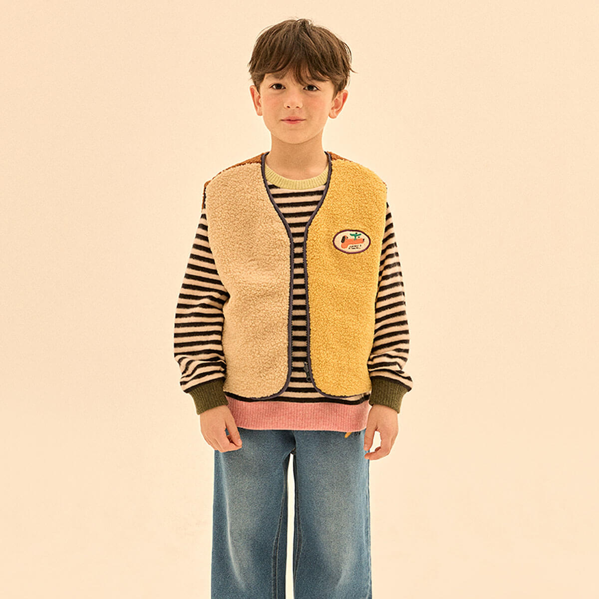 Star Color Block Reversible Gilet in Navy by Jelly Mallow