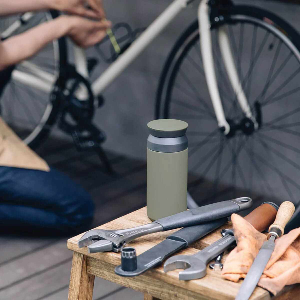 Travel Tumbler 500ml in Khaki by Kinto