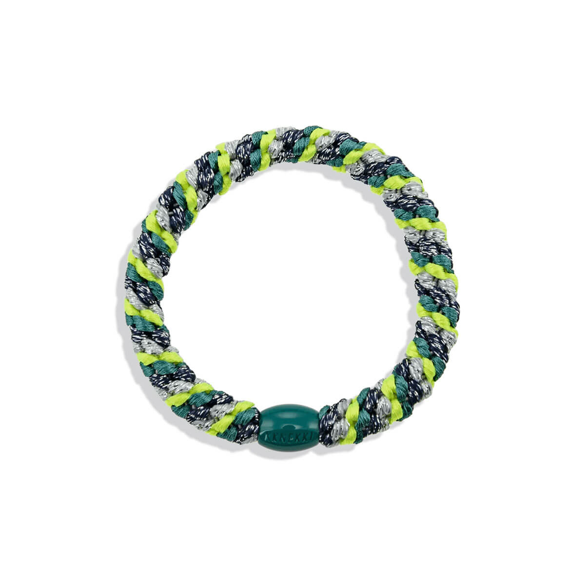 Kknekki Snag Free Hair Band in Neon Yellow Green Glitter Mix by Bon Dep