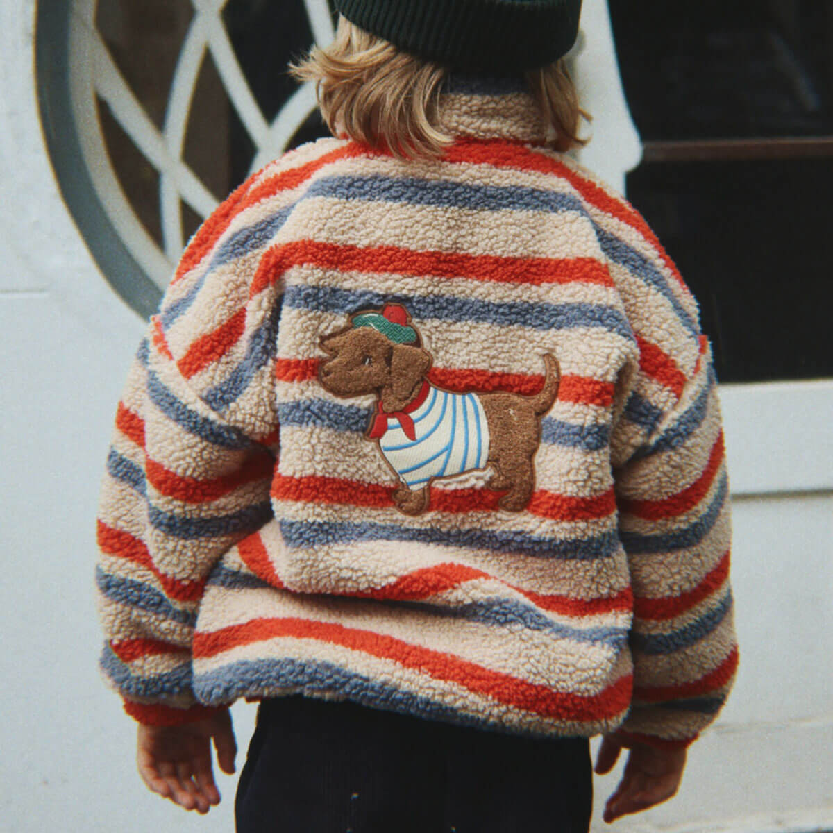 Jody Embroidery Teddy Jacket in Tangerine Stripe by Konges Sløjd