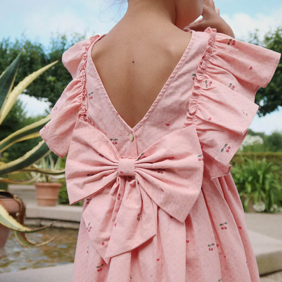 Evia Frill Dress in Cherry Coeur by Konges Sløjd