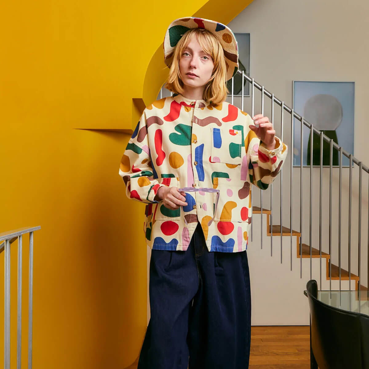 Oversized Chore Coat in Palette Print by L.F.Markey