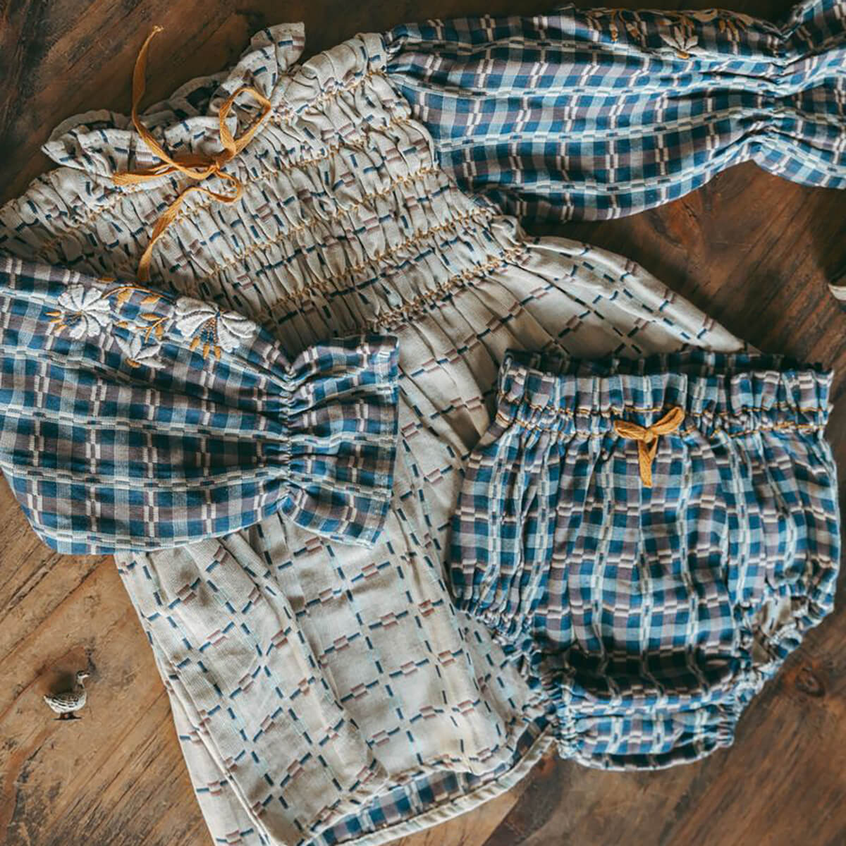 Little Parvati Set With Bloomers in Double Sided Yarn Dye by Lali - Last One In Stock - 12 Months