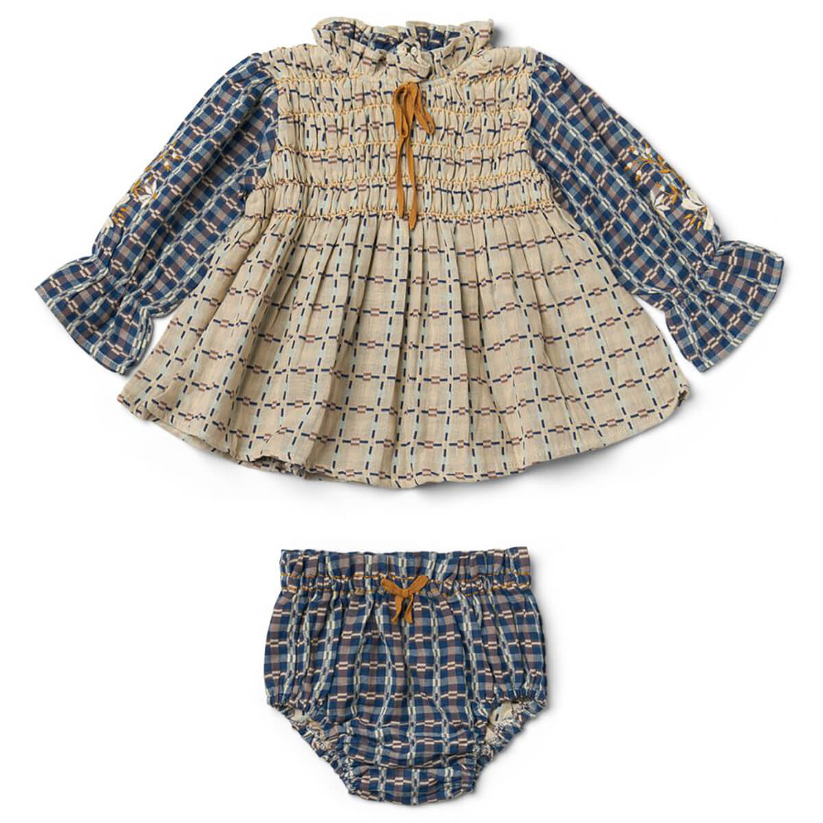 Little Parvati Set With Bloomers in Double Sided Yarn Dye by Lali - Last One In Stock - 12 Months