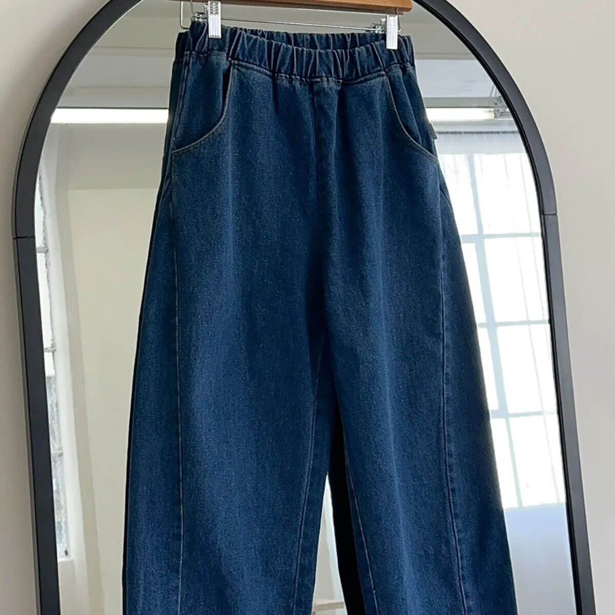 Long Arc Pants in Blue Denim by Le Bon Shoppe